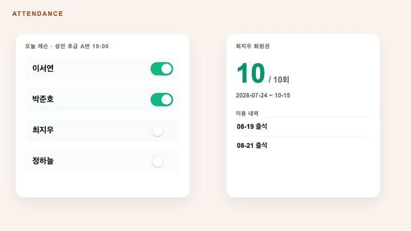 출석과 회원권